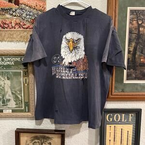 Vintage 1984 Harley Davidson Specialists Shirt Eagle Motorcycle Bike Engine Flag